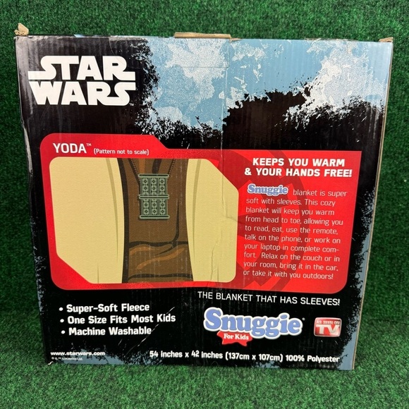 Star Wars Yoda Snuggie Youth Kids Blanket with Sleeves Disney Size 54x42" New - Picture 3 of 6
